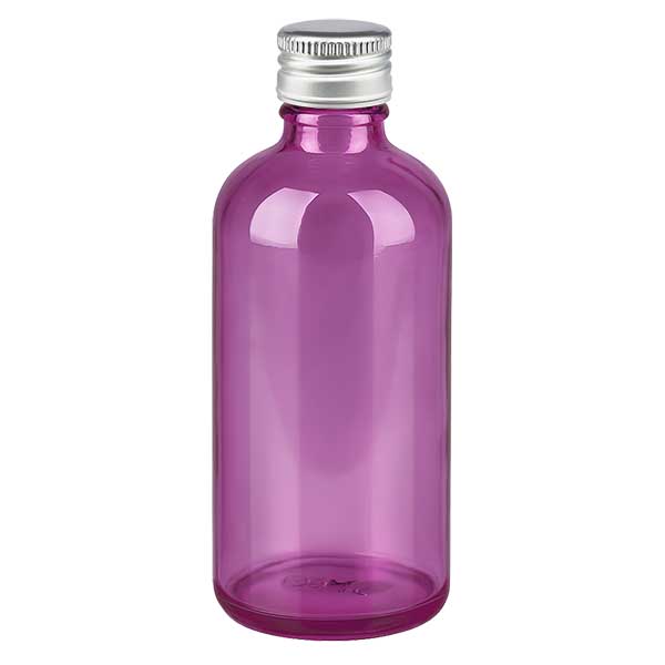 Flacon de 100ml. Bouchon à vis 11mm alu-argent standard PurpleLine. UT18/100