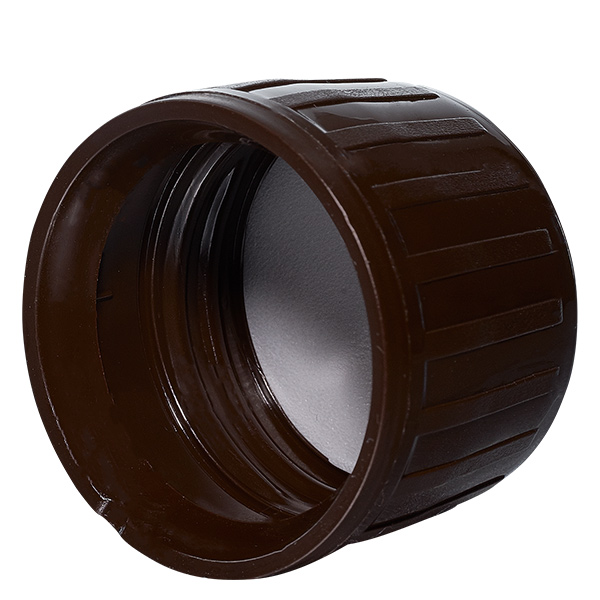 Bouchon à vis 28mm brun pour flacon médical avec bague d'inviolabilité