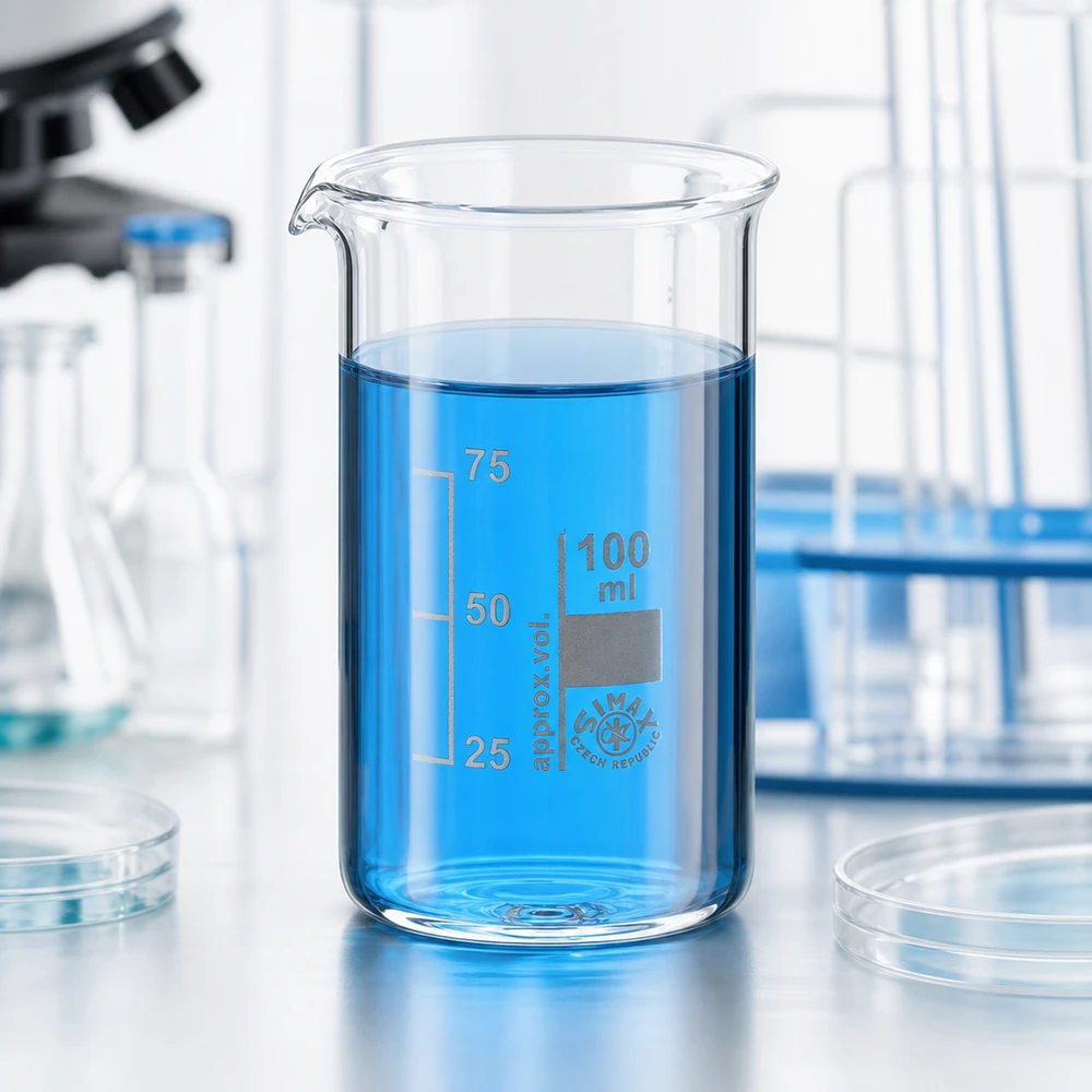 Bécher 100ml en verre borosilicate résistant à la chaleur (forme haute) Bécher de laboratoire transparent de 100 ml, muni d'un bec verseur et d'une échelle graduée visible