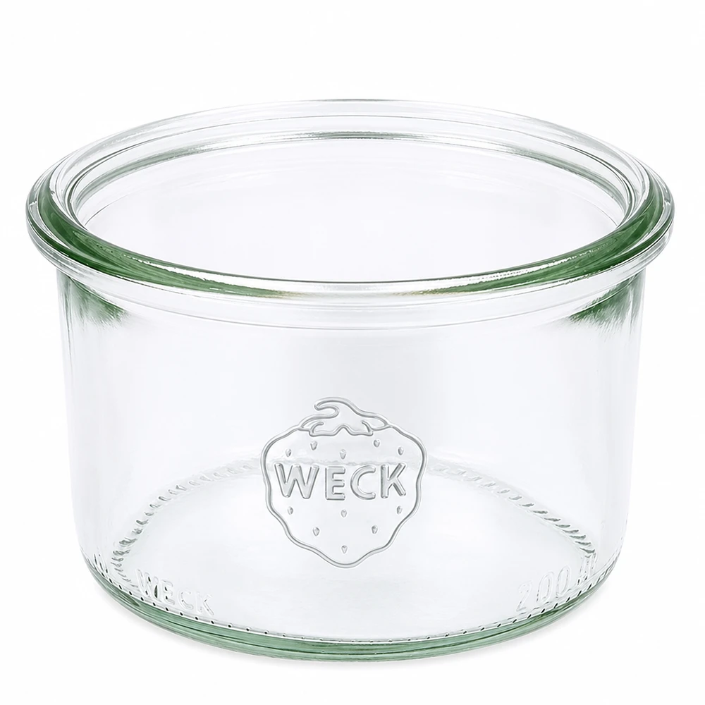 Bocal en verre de 200 ml WECK RR80 WECK Pot renversé 200ml RR80 Pot en verre pour la mise en bocaux et la conservation avec logo WECK