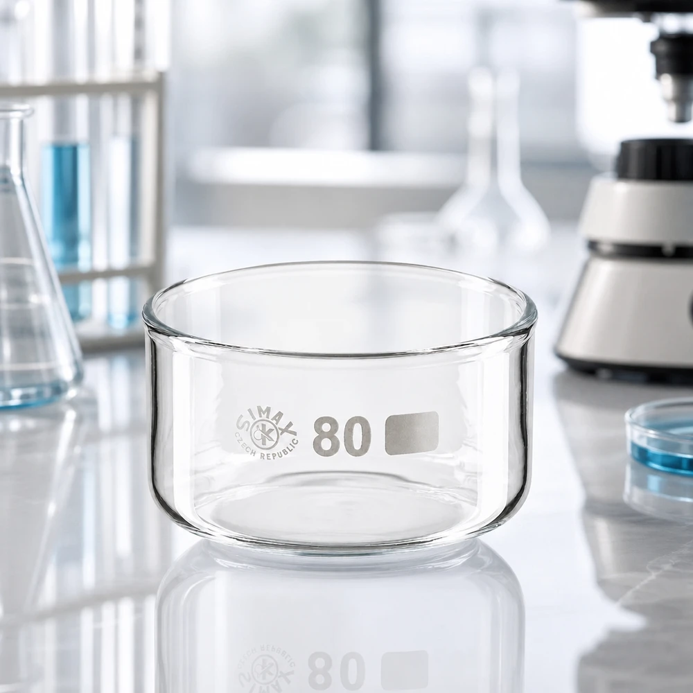 Récipient de laboratoire de forme ronde, 150 ml, en verre transparent, résistant à la chaleur, SIMAX République tchèque, diamètre 80 mm
