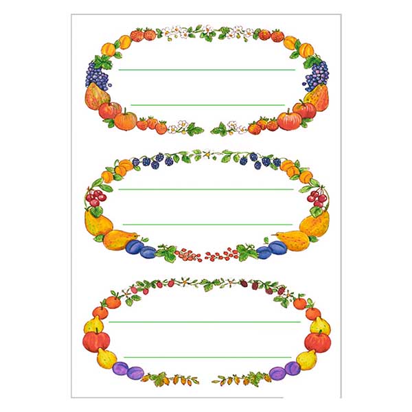 Étiquettes de cuisine &quot;Couronnes de fruits&quot; (12 stickers)