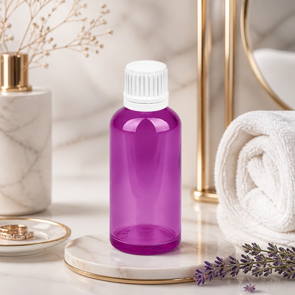 Flacon compte-gouttes 50ml 0,7mm blanc Originalité Bouchon à vis PurpleLine UT18/50 Récipient compte-gouttes PurpleLine de 50 ml au design ergonomique pour une manipulation et un dosage faciles