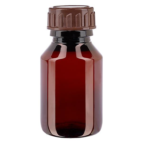 Bouteille PET 50ml avec bouchon marron standard Bouteille PET 50ml avec bouchon marron standard
