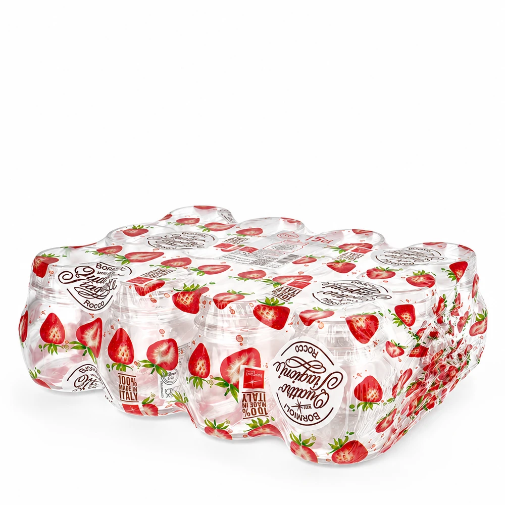 Verre rond 150ml « Quattro Stagioni » avec couvercle Lot de 4 pots ronds Quattro Stagioni de 150 ml avec couvercle à la fraise pour la mise en bocaux et la conservation