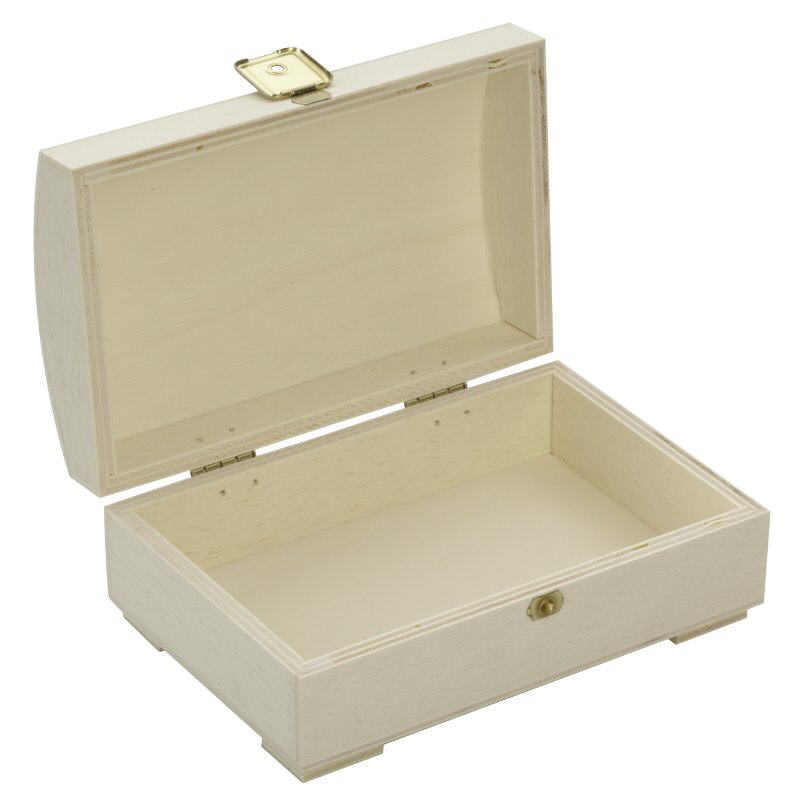 Boîte en bois (coffre) au couvercle voûté 15x10x6cm (contreplaqué peuplier) Boîte en bois (coffre) au couvercle voûté 15x10x6cm (contreplaqué peuplier)