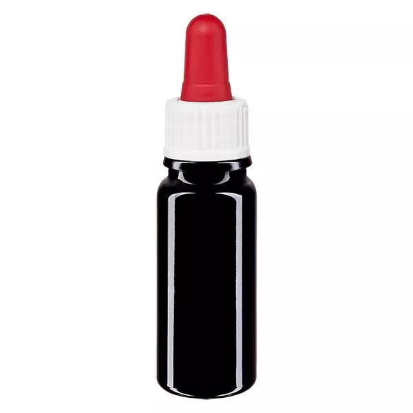Bouteille de pharmacie viol. 10ml pipette blanc/rouge St