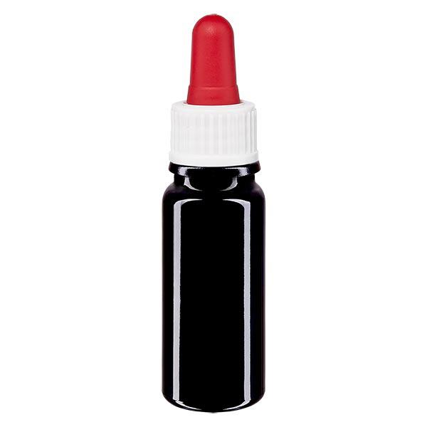 Bouteille de pharmacie viol. 10ml pipette blanc/rouge St