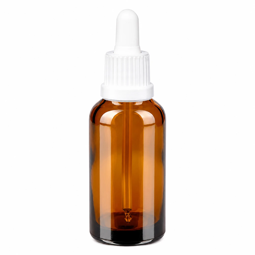 Flacon à pipette 30ml blanc OV BrownLine UT18/30 Petit flacon compte-gouttes de 30 ml en verre brun anti-UV avec pipette blanche