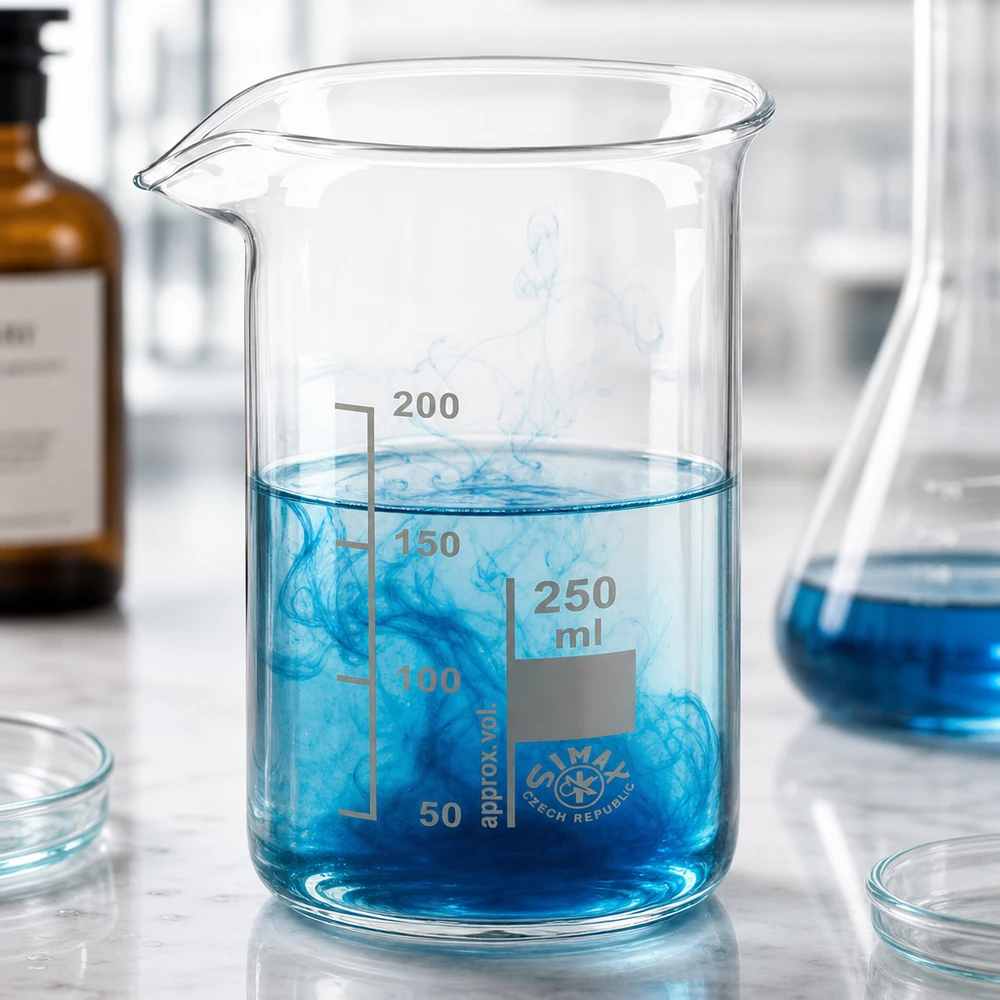Bécher 250ml en verre borosilicate résistant à la chaleur (forme haute) Verre à bécher Simax de 250 ml en verre borosilicaté, gradué de 50 à 200 ml, pour laboratoire