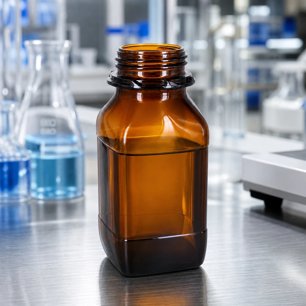 Bouteille de conservation en verre ambré de 500 ml - Une protection fiable pour vos substances précieuses Bouteille chimique rectangulaire de 500ml en verre borosilicaté brun de haute qualité pour les laboratoires