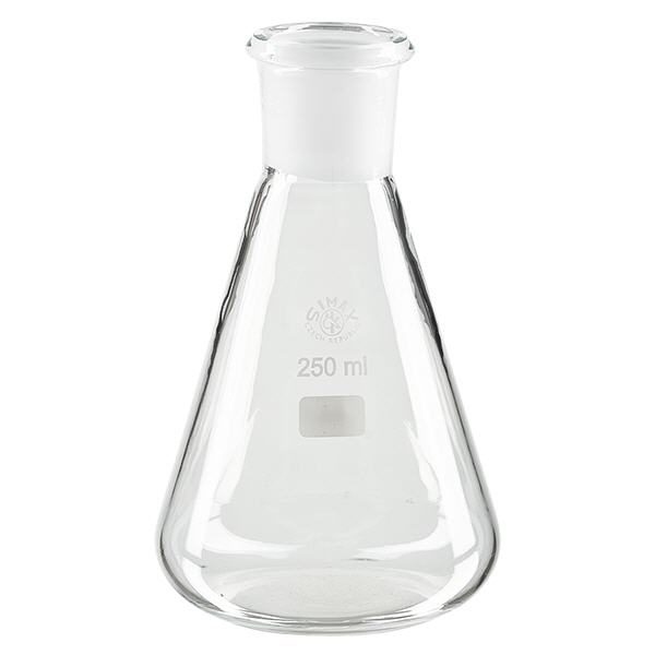 Erlenmeyer 250 ml col étroit, verre borosilicate avec rodage normalisé 29/32