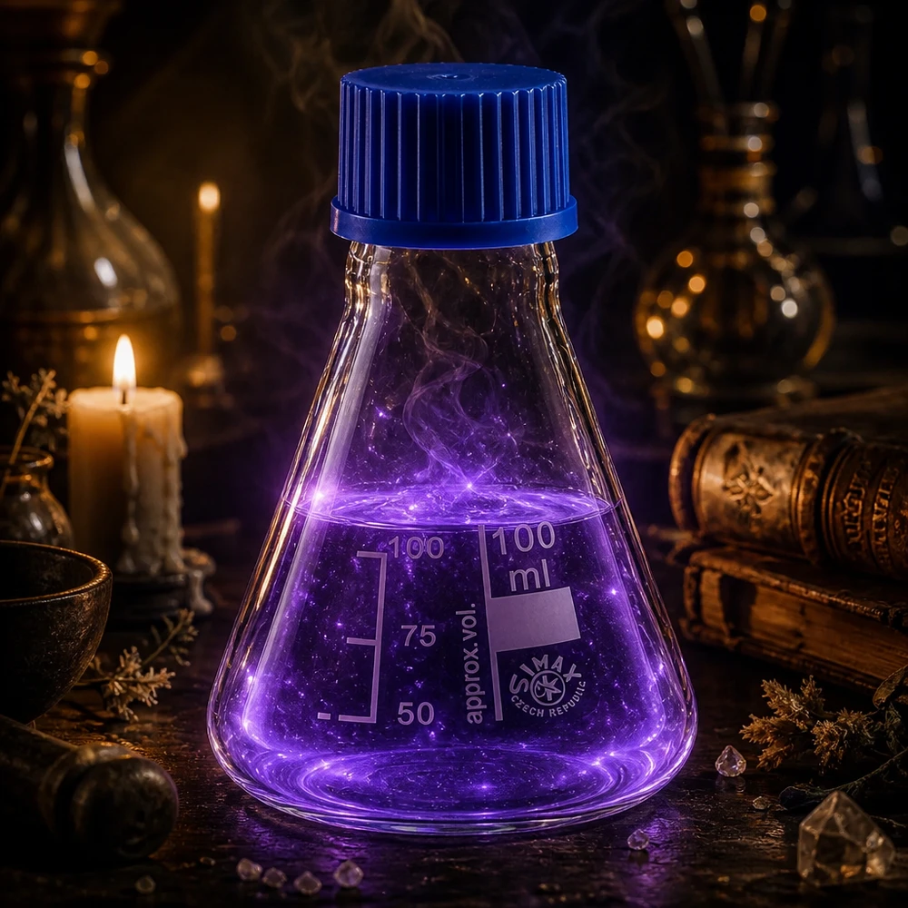 Erlenmeyer 100 ml col étroit, verre borosilicate avec filetage et bouchon Fiole erlenmeyer professionnelle de 100ml avec marquage du volume et filetage sécurisé