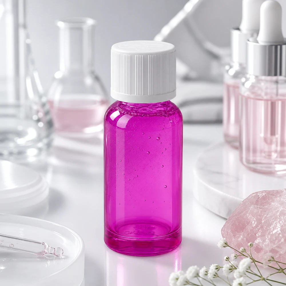 Le flacon photoprotecteur de 20 ml d'un violet intense protège les ingrédients sensibles des rayons UV