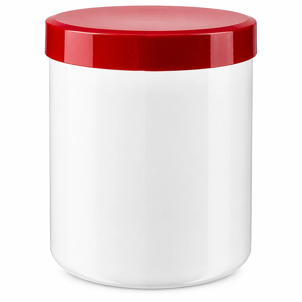 Pot à pommade vide de 250 g en polypropylène avec couvercle rouge