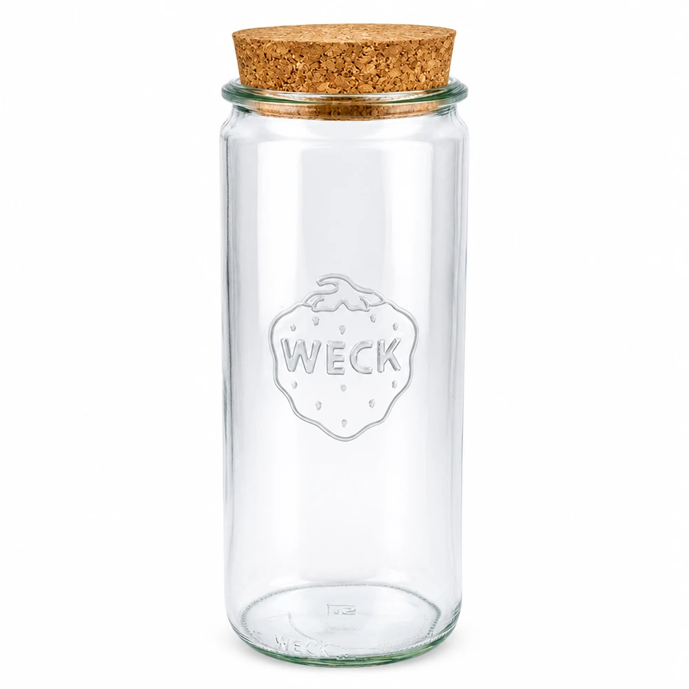 WECK Bocal cylindrique 1040ml avec bouchon naturel RR80 Bocal à conserves transparent
