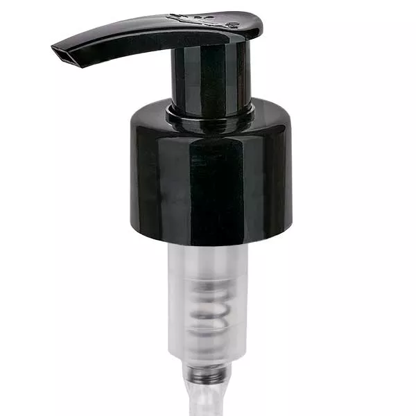 Pompe distributrice noire 28mm pour flacons de médicaments, standard Pompe distributrice noire 28mm pour flacons de médicaments, standard