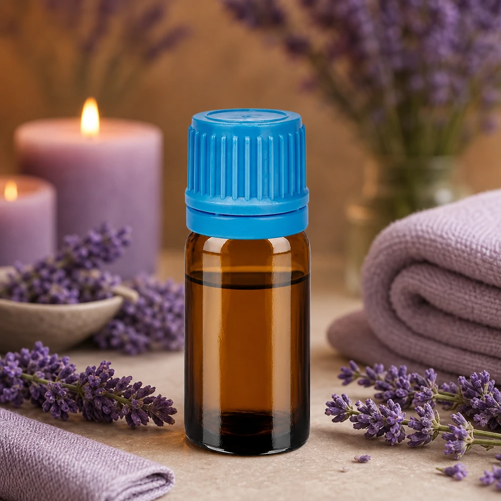 Flacon 5ml 11mm SV bleu OV BrownLine UT18/5 Flacon en verre brun de haute qualité de 5ml avec bouchon bleu cannelé pour l'aromathérapie et le bien-être