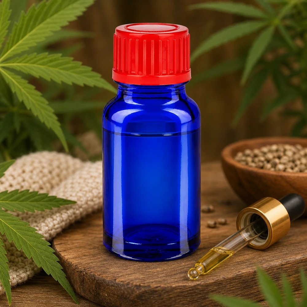 Flacon de 10ml 11mm SV rouge STD BlueLine UT18/10 Bouteille polyvalente de 10 ml en verre au cobalt pour les sérums cosmétiques, les teintures et les applications médicales.