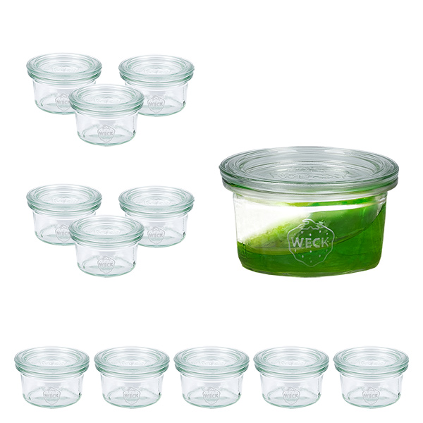 Set de 12 bocaux Weck 50ml avec 12 couvercles en verre Set de 12 bocaux Weck 50ml avec 12 couvercles en verre