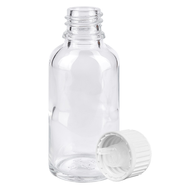 Flacon compte-goutte 30ml 0.9mm blanc STD ClearL. UT18/30