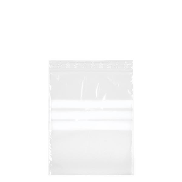 PolyZip avec zone d'écriture (paquet de 100) 180x250mm. En PE transparent 50µm. Aussi pour les aliments. Avec zone d'écriture & fermeture à pression Zip.