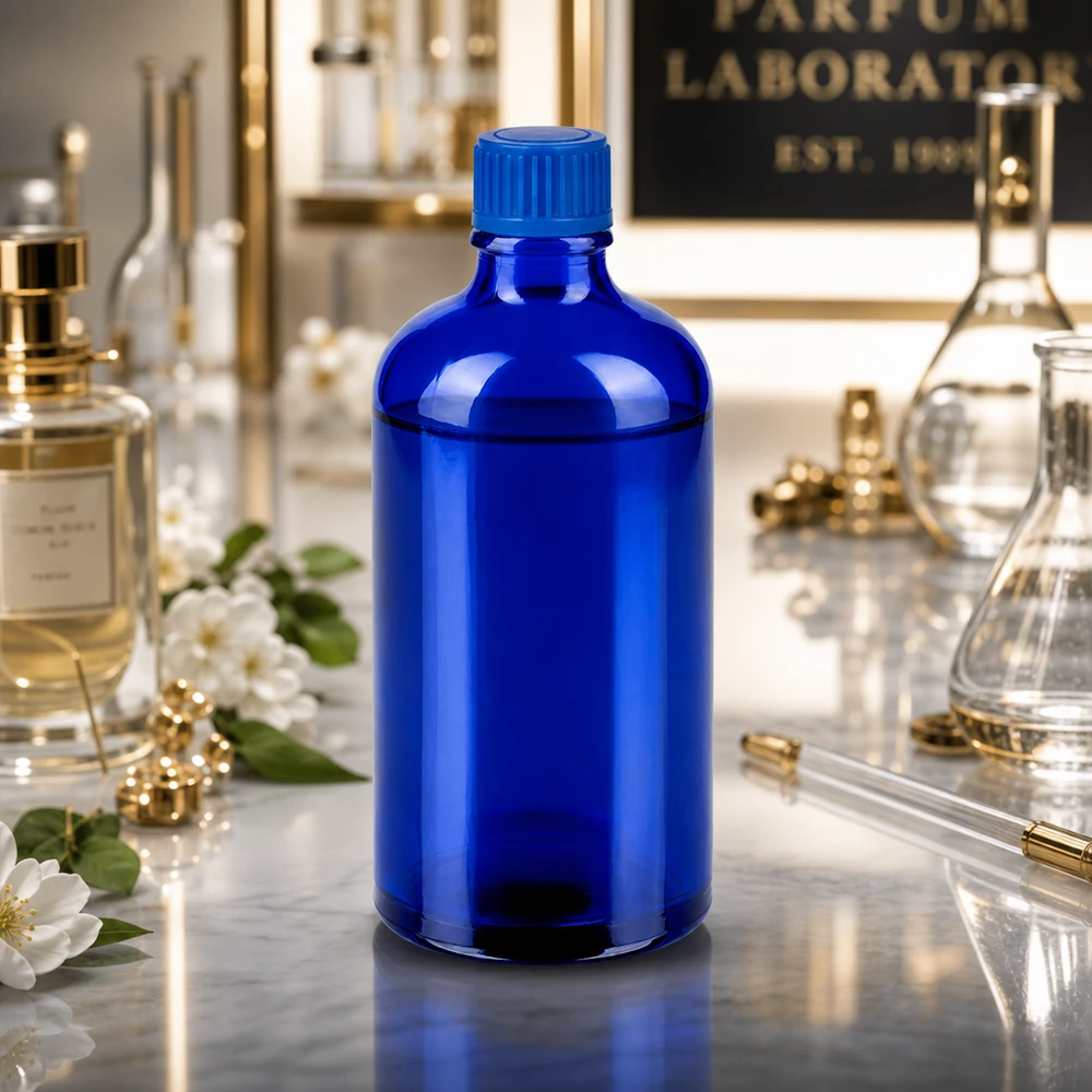 Flacon de 100ml 11mm SV bleu STD BlueLine UT18/100 Bouteille en verre bleu Premium 100ml STD BlueLine pour sérums et teintures de qualité supérieure