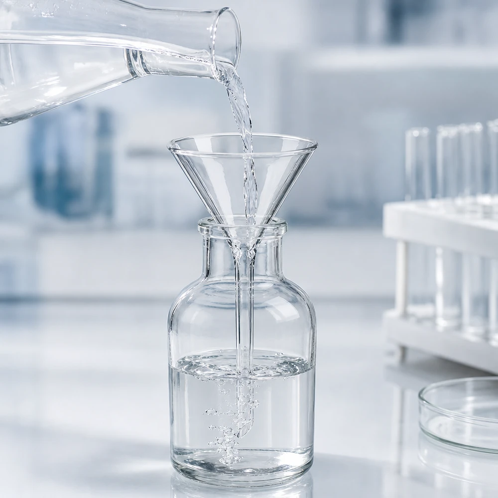 Entonnoir Ø 75mm - verre borosilicate 3.3 - angle 60° Entonnoir en verre transparent en borosilicate 75mm de diamètre pour une vision claire lors du transvasement