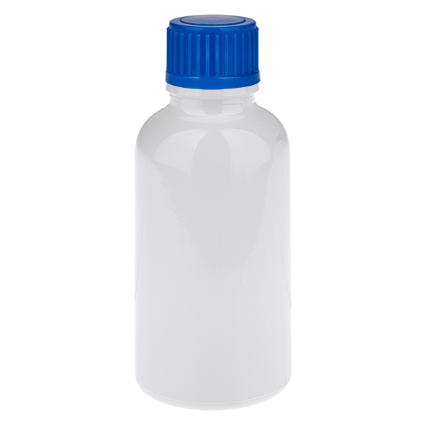 Flacon de 30 ml, bouchon à vis bleu 11 mm, standard WhiteLine UT18/30 Flacon de 30 ml, bouchon à vis bleu 11 mm, standard WhiteLine UT18/30