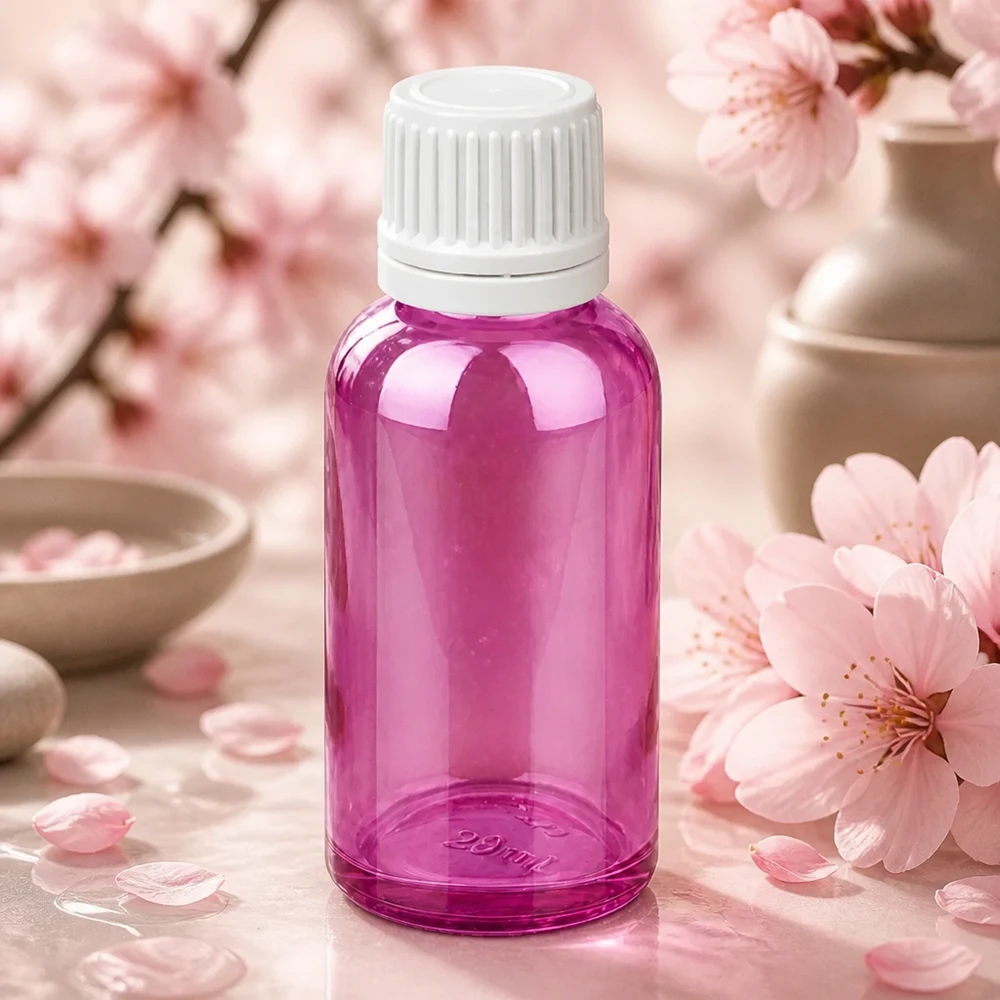 Bouteille 30ml bouchon à vis 11mm blanc Originalité Bouchon à vis PurpleLine UT18/30 Flacon de pharmacie de 30 ml en violet élégant avec bouchon SV blanc pour un usage professionnel