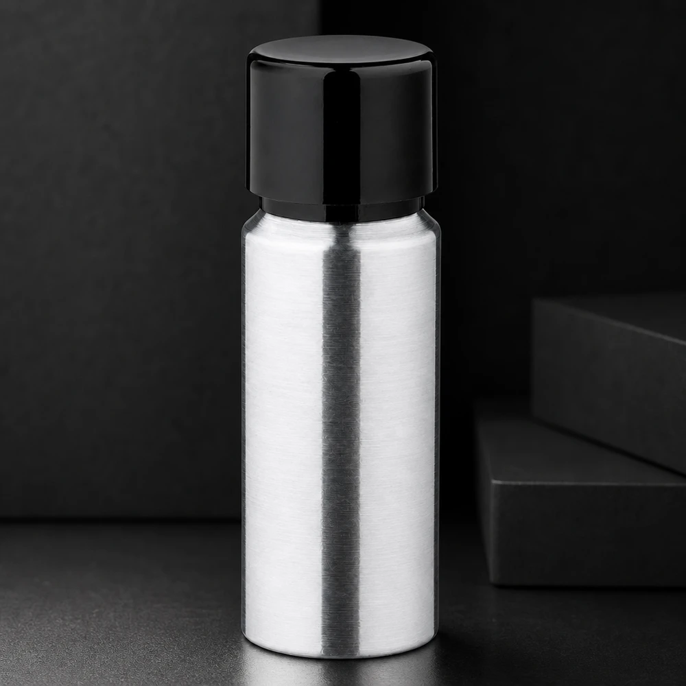 Bouteille en aluminium poncé 20 ml, avec bouchon à vis noir et joint conique Flacon en aluminium de 20ml avec bouchon à visser idéal pour l'aromathérapie, la cosmétique et les applications pharmaceutiques