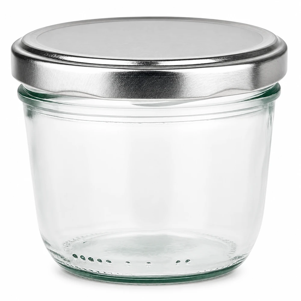 230ml Verre conique avec couvercle BasicSeal argent UNiTWIST 230ml bocal en verre avec couvercle BasicSeal argenté vide transparent bocal à confiture