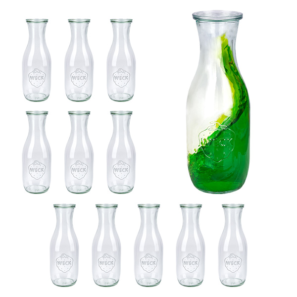 Lot de 12 pots Weck 290ml bouteille de jus avec 12 couvercles en verre Lot de 12 pots Weck 290ml bouteille de jus avec 12 couvercles en verre
