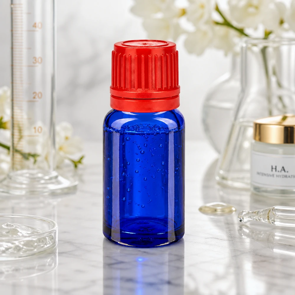 Flacon 10ml 11mm SV rouge OV BlueLine UT18/10 Flacon compte-gouttes professionnel 10ml série BlueLine avec bouchon ergonomique rouge pour la thérapie