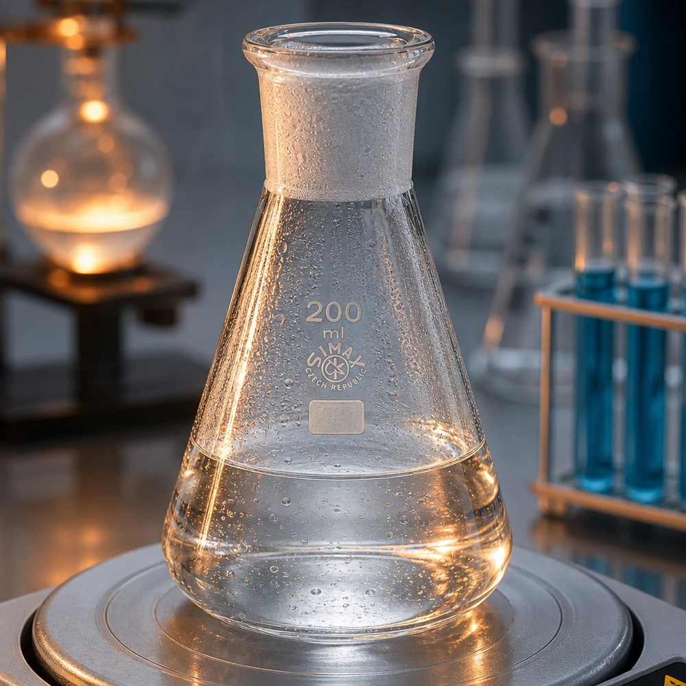 Erlenmeyer 200 ml col étroit, verre borosilicate avec rodage normalisé 29/32 Erlenmeyer 200 ml col étroit, verre borosilicate avec rodage normalisé 29/32