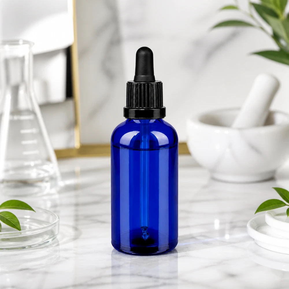 Flacon à pipette 50ml noir OV BlueLine UT18/50 Bouteille à pipette compacte BlueLine de 50 ml - format pratique pour le laboratoire et le secteur cosmétique