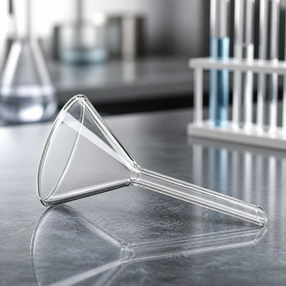 Entonnoir Ø 50mm - verre sodocalcique - angle 60° Entonnoir scientifique en verre avec un angle d'ouverture de 60 degrés pour un transfert efficace des liquides