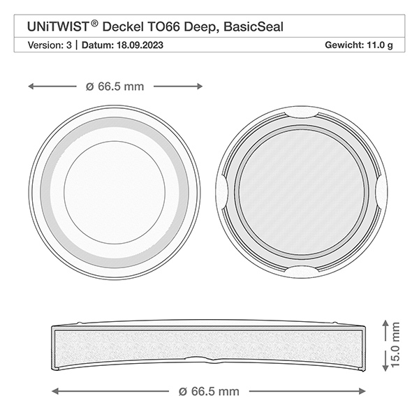 130ml Verre rond avec couvercle BasicSeal noir UNiTWIST