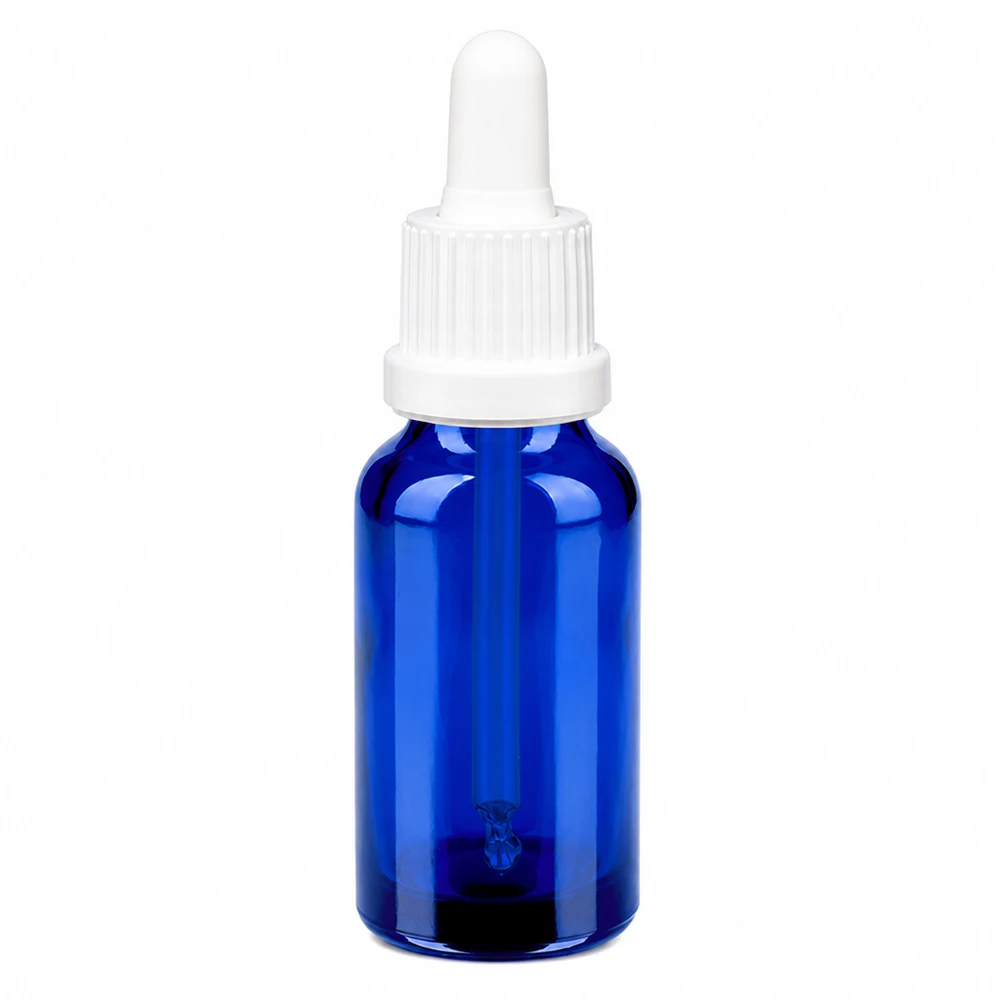 Flacon à pipette 20ml blanc OV BlueLine UT18/20 Petit flacon à pipette bleu de 20 ml pour l'aromathérapie et les cosmétiques