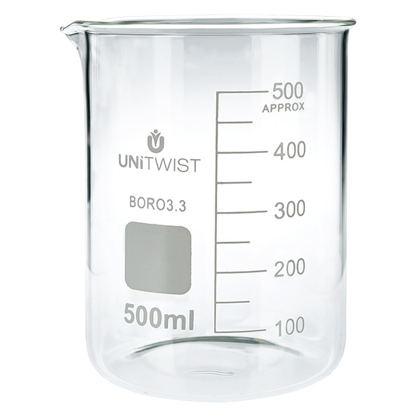 Bécher 500ml borosilicate, forme basse UNiTWIST Bécher 500ml borosilicate, forme basse UNiTWIST