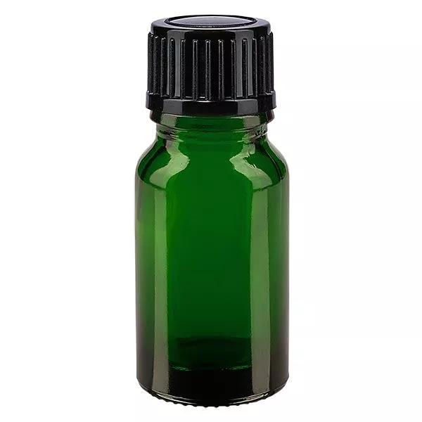 Flacon à pharmacie vert 10ml bouchon à vis noir standard