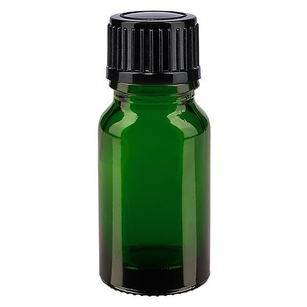 Flacon à pharmacie vert 10ml bouchon à vis noir standard