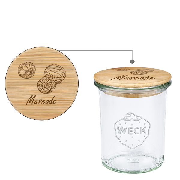 Boîte en bois « Muscade » avec verre WECK plongeant 160 ml