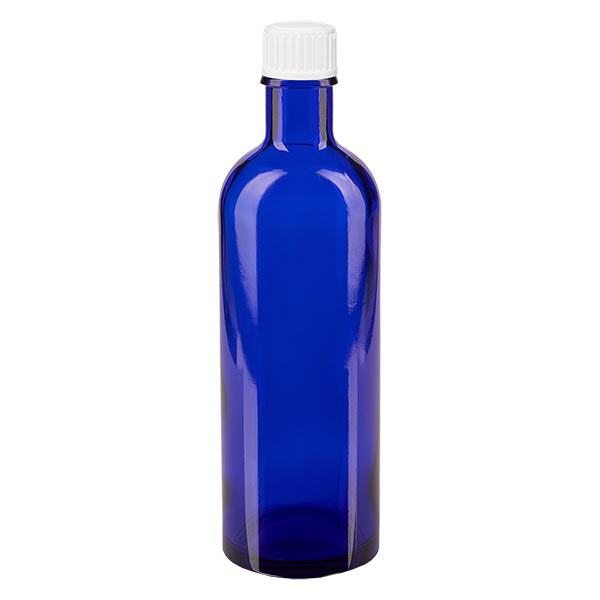 Flacon de pharmacie bleu 200ml bouchon vissable blanc standart Flacon de pharmacie bleu 200ml bouchon vissable blanc standart