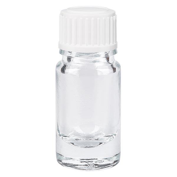 Flacon de pharmacie transparent 5ml bouchon à vis blanc standard