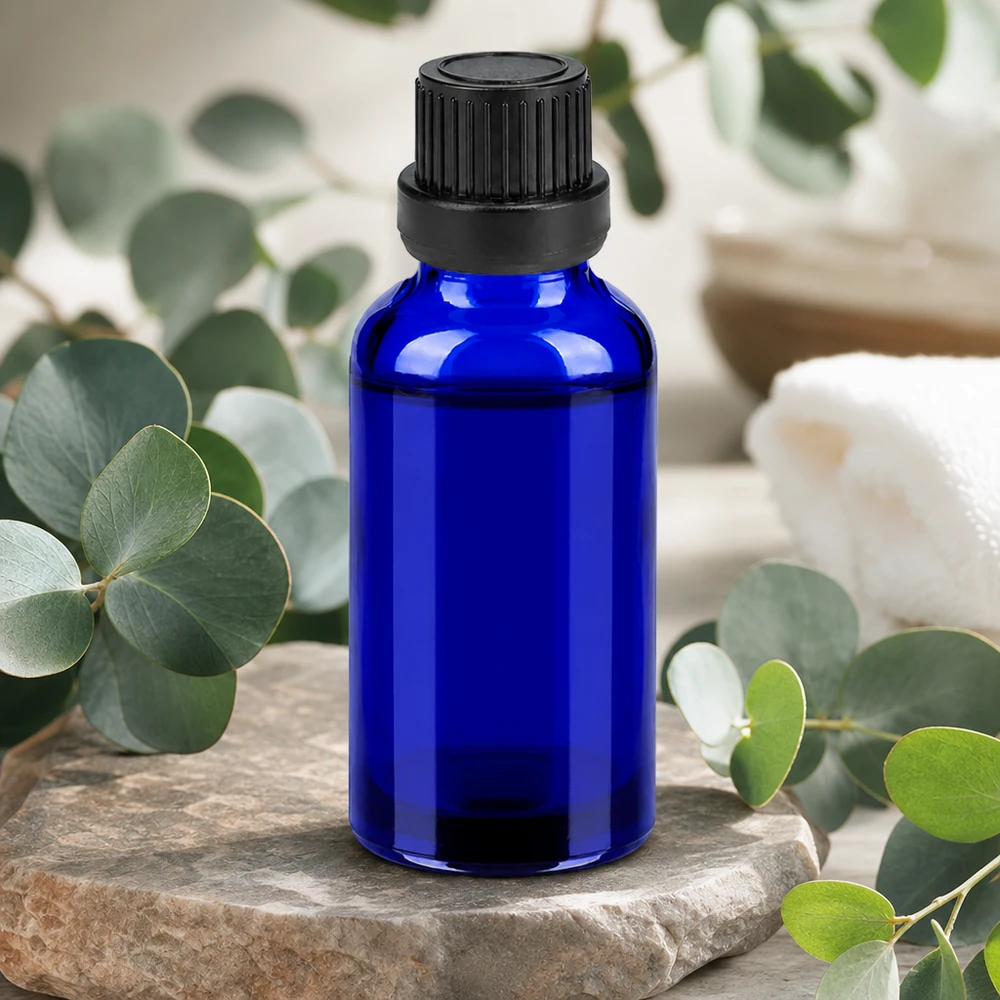 Flacon 30ml 11mm SV noir OV BlueLine UT18/30 Flacon compact de 30ml avec un pas de vis de 11mm, idéal pour les voyages et les déplacements