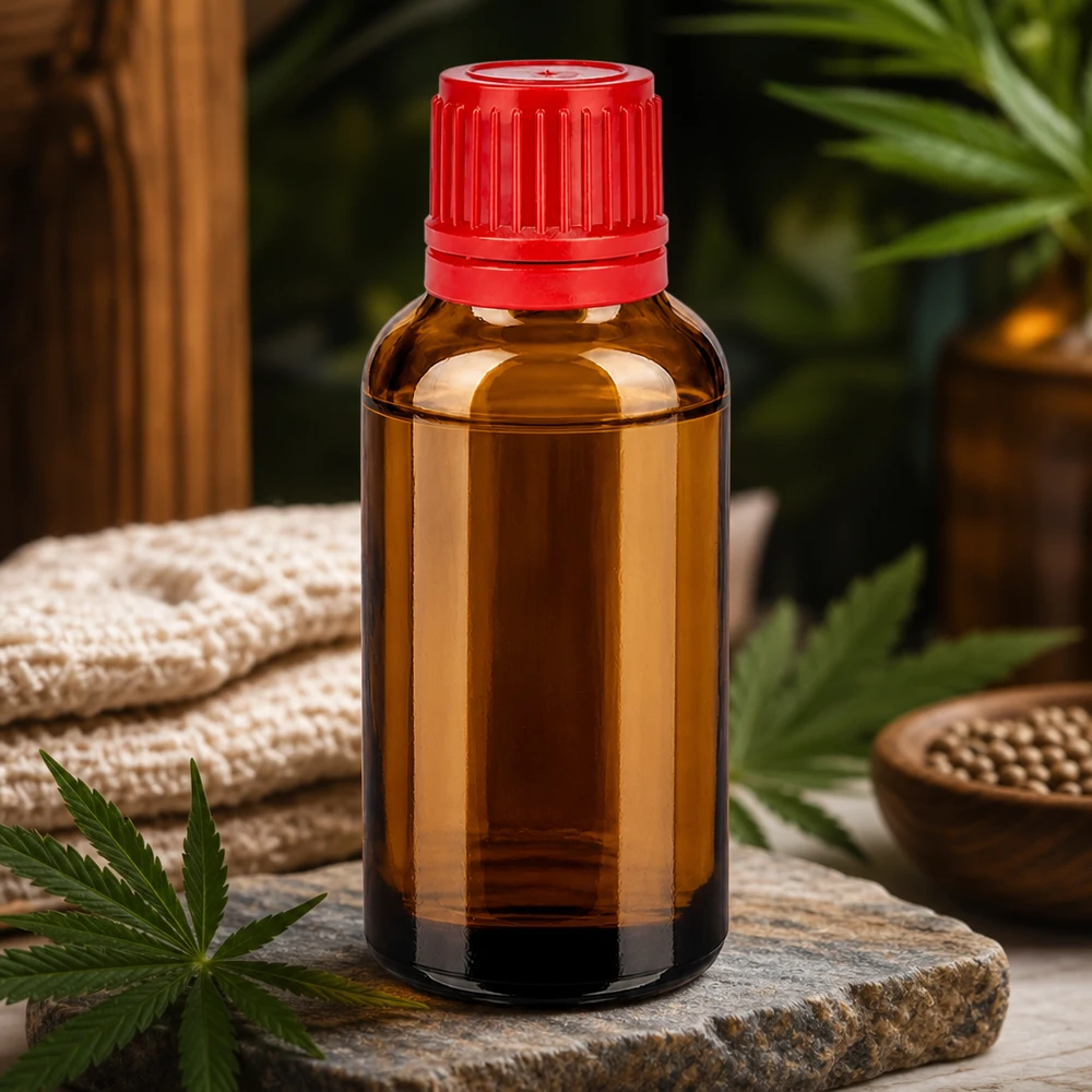 Flacon 30ml 11mm SV rouge OV BrownLine UT18/30 Bouteille BrownLine 30ml avec filetage UT18 et bouchon rouge pour l'aromathérapie professionnelle