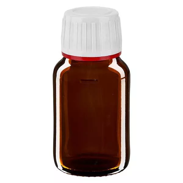 Flacon médical de 30 ml avec bouchon blanc Flacon médical de 30 ml avec bouchon blanc