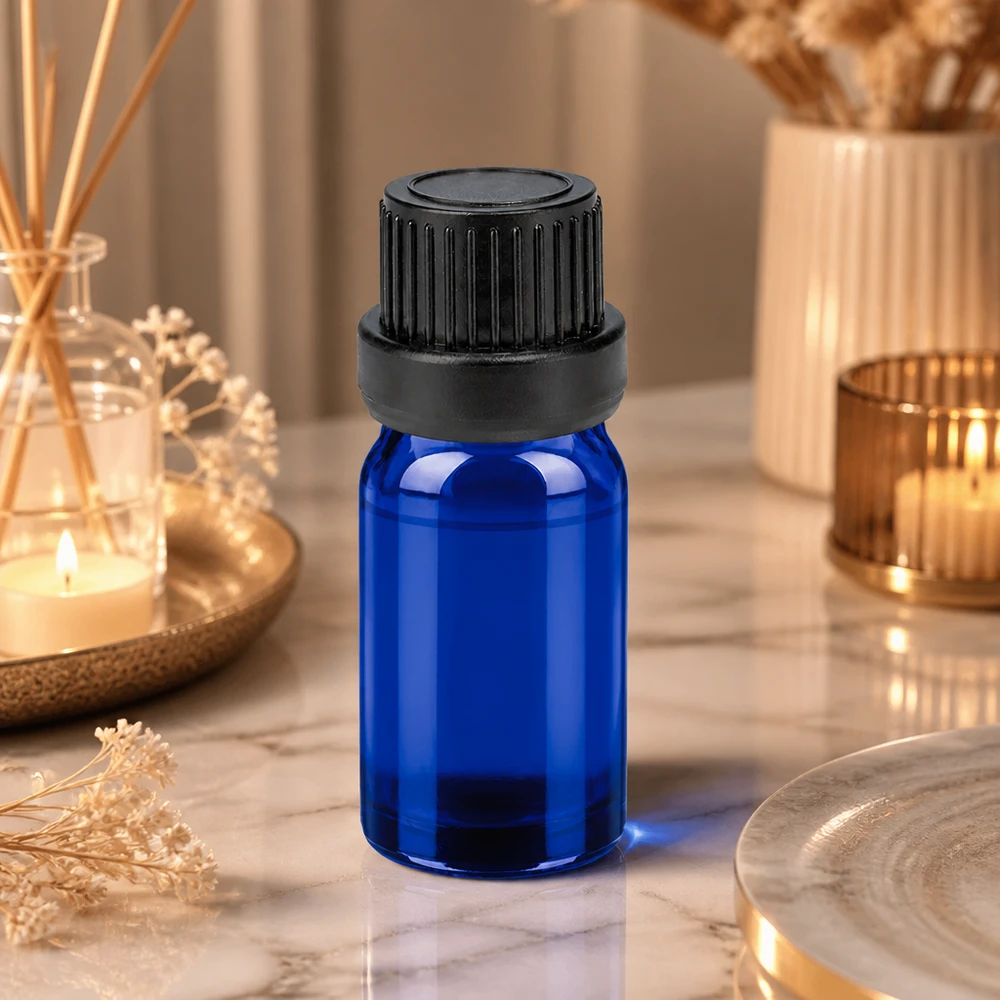 Flacon 5ml 11mm SV noir OV BlueLine UT18/5 Bouteille en verre pratique de 5 ml avec bouchon strié antidérapant pour un dosage sûr