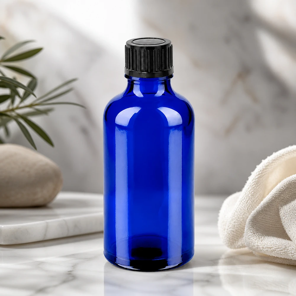 Flacon 50ml 11mm SV noir STD BlueLine UT18/50 Bouteille en verre bleu réutilisable 50ml durable et écologique pour le bricolage cosmétique